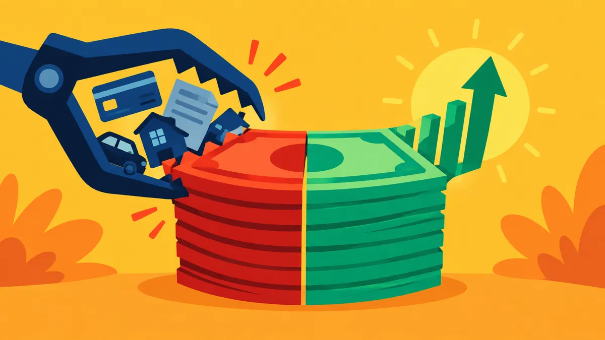 Debt Payments Ate Half of Estimated Income Gains, New Study Says - original conceptual illustration