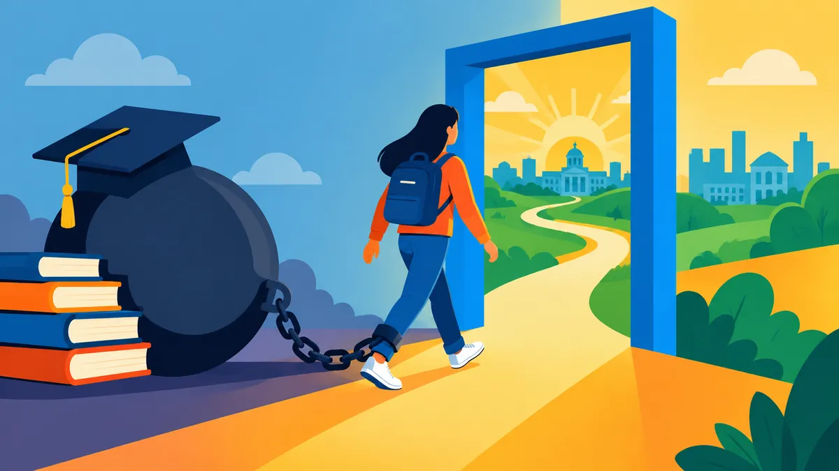 New Student-Loan Default Portal Offers a Way Back, Not Automatic Forgiveness - original conceptual illustration