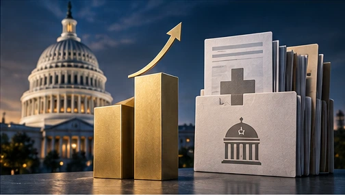 Federal Health Premiums Rise for 2027. Enrollee Shares Rise Faster Than Total Rates - conceptual editorial illustration