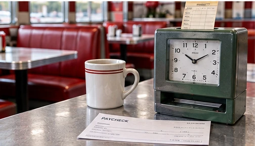 These Denny’s Workers Can Claim Missing Long-Workday Pay by October 31 - conceptual editorial illustration
