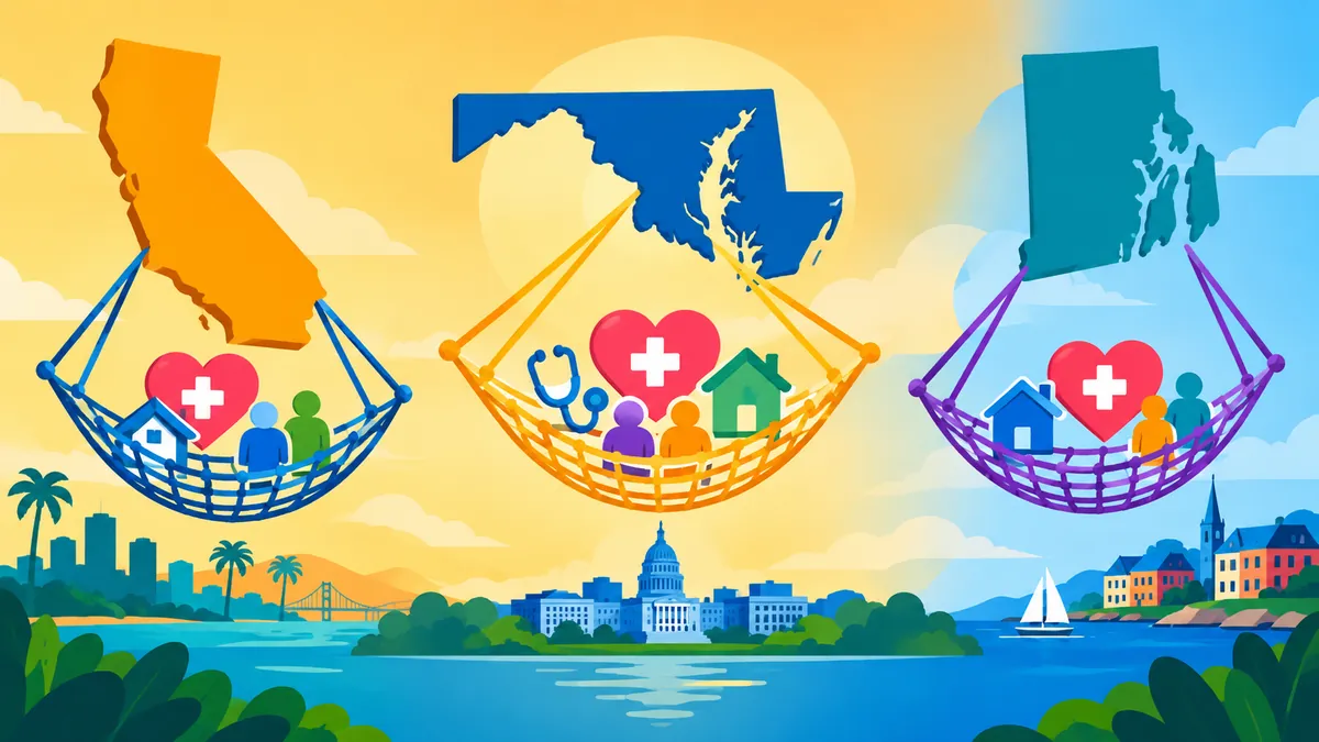 October Medicaid Changes: California, Maryland and Rhode Island Have Different Safety Nets - original conceptual illustration