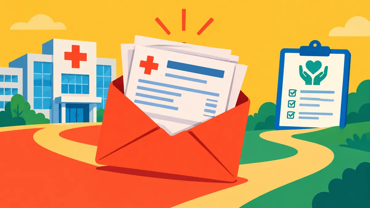 Texas Hospital Investigation Finds Bills Often Arrive Before Aid Screening - original conceptual illustration