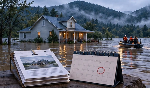 West Virginia July-Flood FEMA Applications Get Until October 17 - conceptual editorial illustration